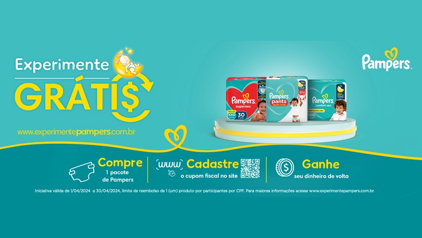 Promoção Pampers 2024: experimente grátis e receba até R$80 de cashback!