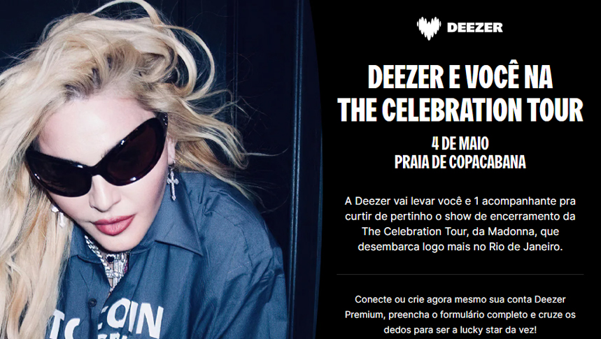 Participe da Promoção Deezer e você no Show da Madonna em Copacabana – A Chance de viver uma experiência única!