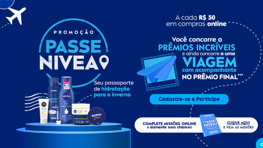 Promoção passe Nivea: concorra a viagens, malas com produtos Nívea e muito Mais!