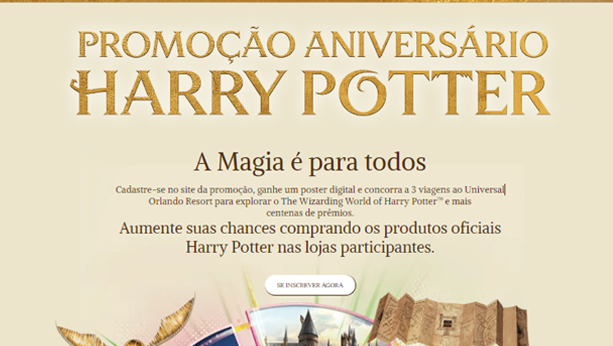 Participe da promoção aniversário Harry Potter e ganhe prêmios!