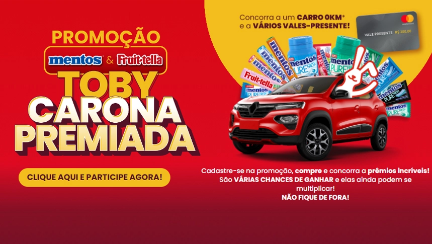 Promoção Toby, Mentos & Fruit-tella: concorra a prêmios