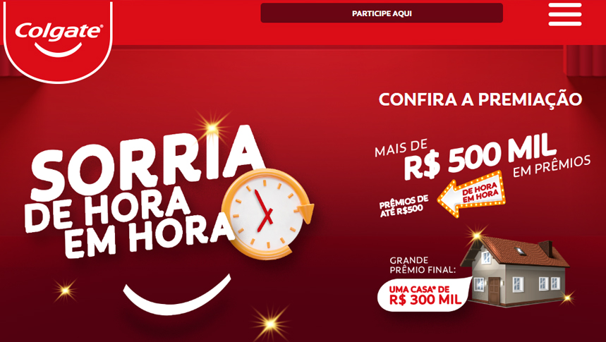 Participe da Promoção Colgate Sorria de Hora em Hora e concorra a mais de R$500 mil em prêmios