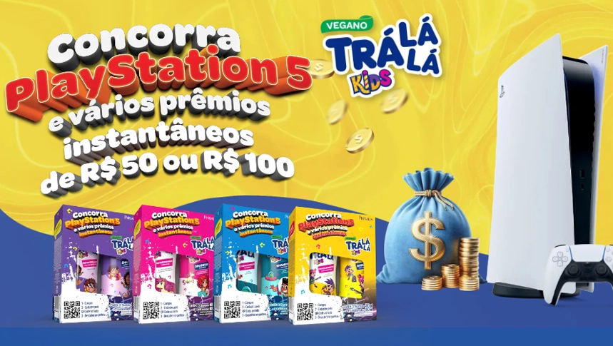 Promoção Trá Lá Lá Kids: Concorra a 10 PlayStation 5 e prêmios instantâneos