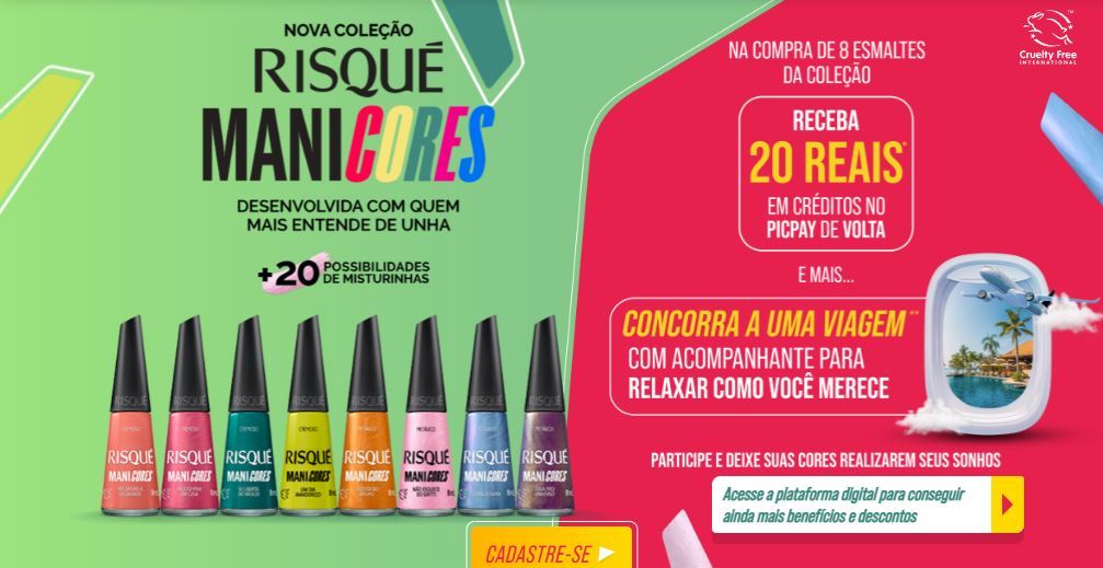 Compre smaltes Risqué e Concorra a Viagem dos Sonhos e Cashback no PicPay!