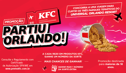 Compre no KFC e concorra a viagem dos seus sonhos para Orlando!