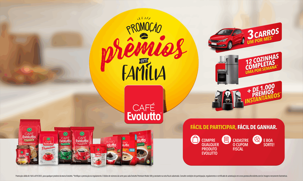 Promoção Café Evolutto 2025: concorra a carros, kits de cozinha e prêmios diários