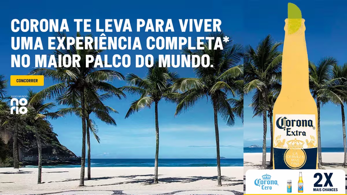 Promoção Corona 2026 Todo Mundo No Rio: concorra a viagens para o Rio de Janeiro com acompanhante